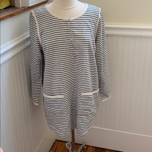 J. Crew Navy White Striped Beach Coverup